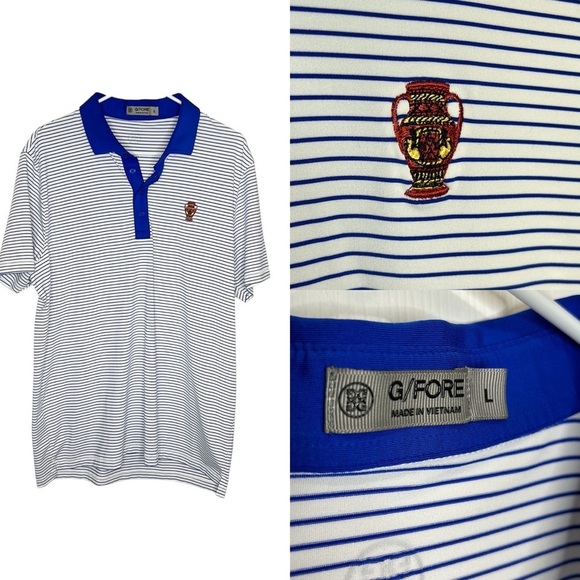 G/FORE | Shirts | Gfore Golf Polo Shirt Mens Large Blue White Striped ...